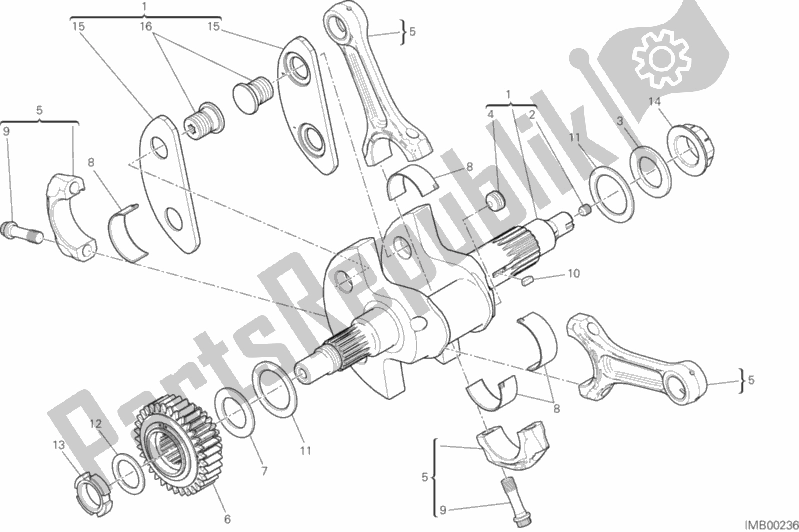 All parts for the Connecting Rods of the Ducati Diavel Xdiavel S Brasil 1260 2017